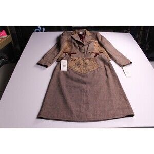 Vintage Roth LeCover Skirt Suit Set Size 8 Tweed Tapestry Velvet Brown 2pc 80s 9